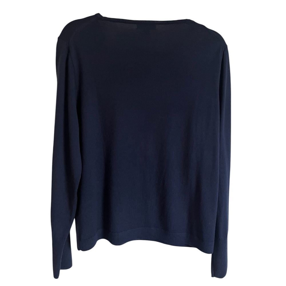 J. Crew Halle Crewneck 100% Merino Wool Sweater Navy Blue Size XL - Picture 3 of 8